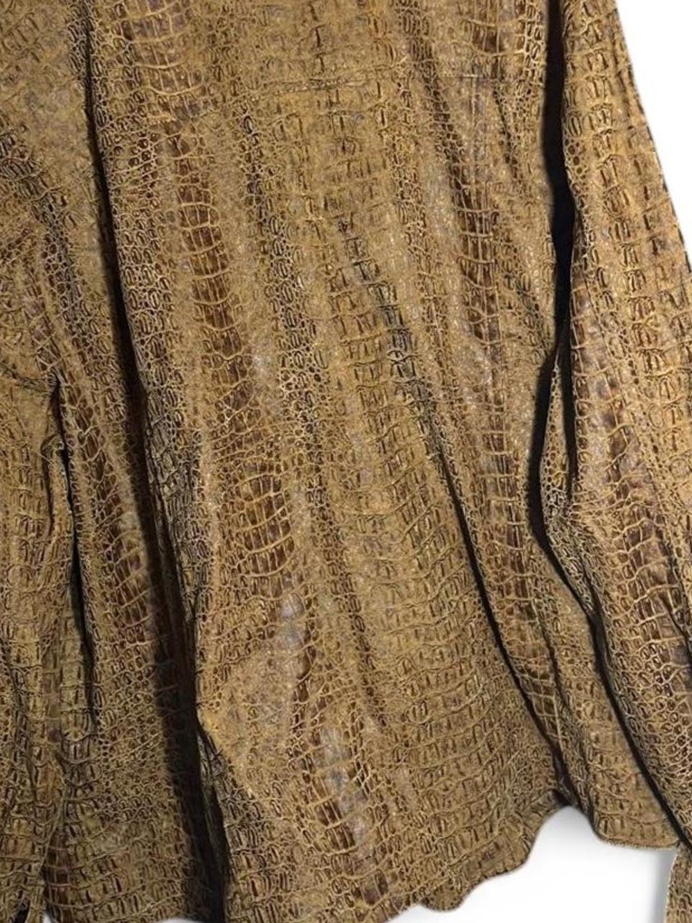 Men's Croc-Embossed Lightweight Shirt Jacket in Brown - Picture 4 of 7